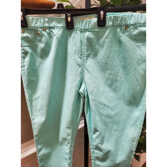 Women's Aqua Cotton & Polyester Mid Rise Pull On Casual Jeggings Pants Large - Picture 2 of 10